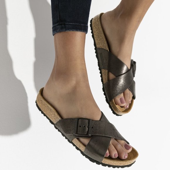 birkenstock siena washed metallic antique black